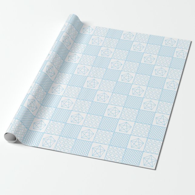 Blue Patchwork Presentpapper (Utrullad)