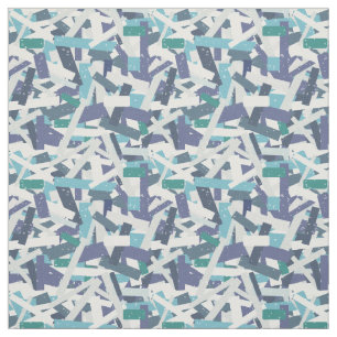Blue Patchwork Rand Mönster Tyg
