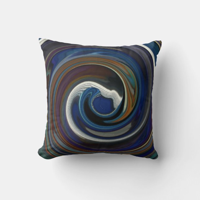Blue Patchwork Swirl Dekorativ kudde (Framsida)