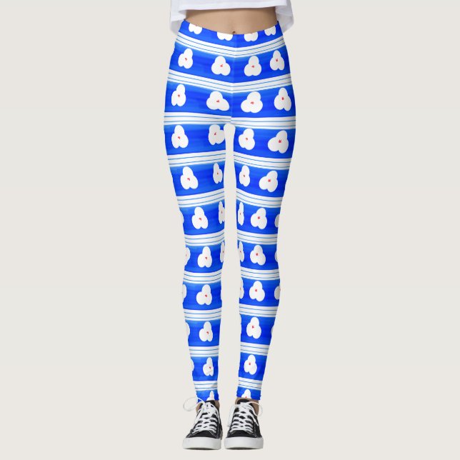 Blue Patterned Yoga Byxor (Framsida)
