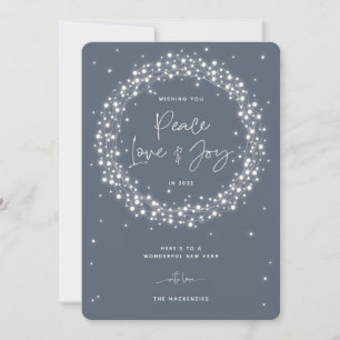 Blue Peace Kärlek+Joy Sparkling Ljus Jul Julkort