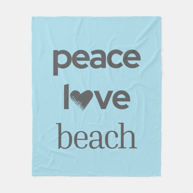 Blue Peace Love Beach - Coastal Life Soft Cozy Fleecefilt (Framsidan)