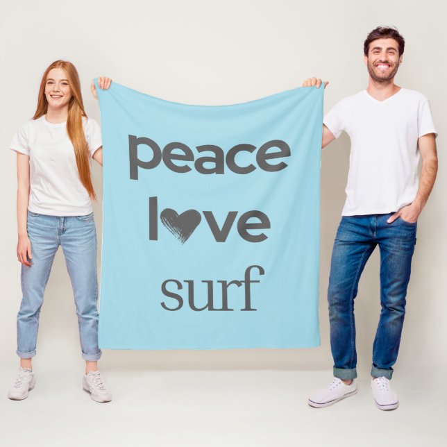 Blue Peace Love Beach - Coastal Surfer Life Cozy Fleecefilt (På plats)
