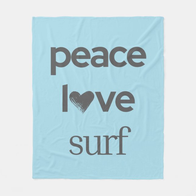 Blue Peace Love Beach - Coastal Surfer Life Cozy Fleecefilt (Framsidan)