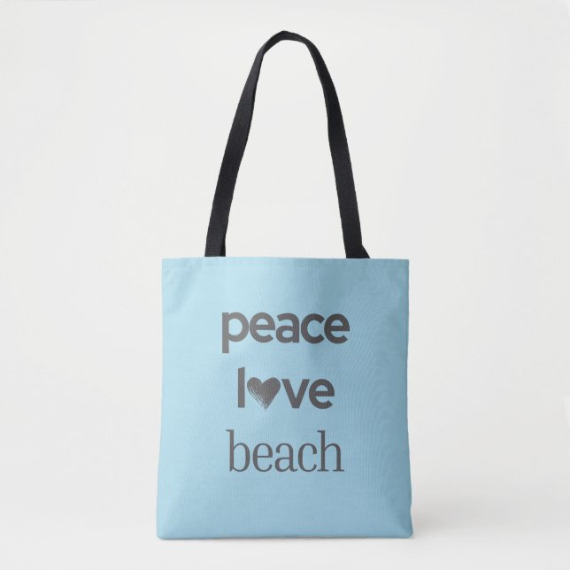 Blue Peace Love Beach Life | Grafisk Motivering Tygkasse (Framsida)