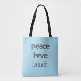 Blue Peace Love Beach Life | Graphic Motivational Tygkasse