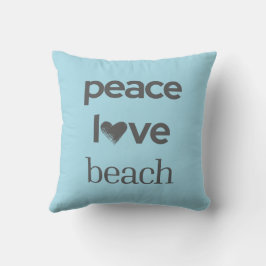 Blue Peace Love Beach Reversible Coastal Decor Kudde