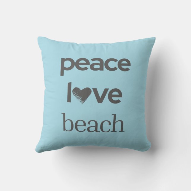 Blue Peace Love Beach Reversible Coastal Decor Kudde (Baksida)