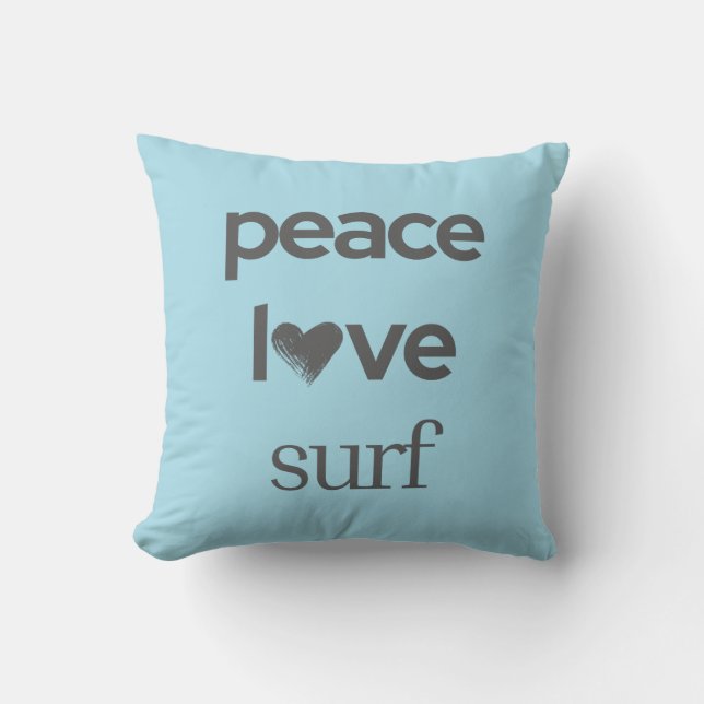 Blue Peace Love Surf | Reversible Beach House Kudde (Framsida)