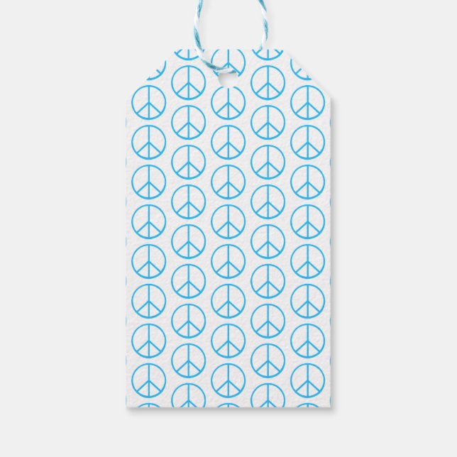 Blue Peace Sign Modern Retro Fun Presentetikett (Baksidan)