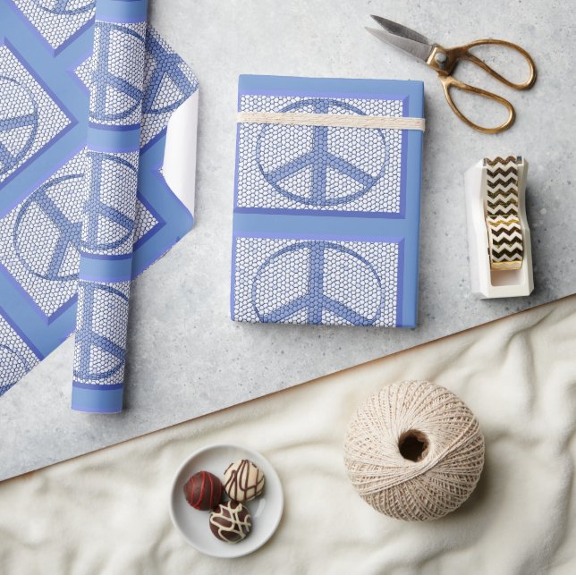 Blue Peace Signs Wrapping Paper Presentpapper (Hantverk)