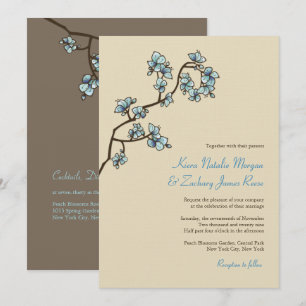 Blue Peach Blommars Sakura Asian Wedding bjudes in Inbjudningar