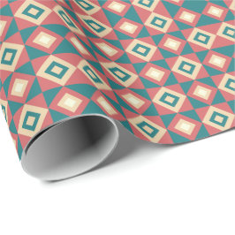 Blue Peach Geometric Diamond Mönster Presentpapper