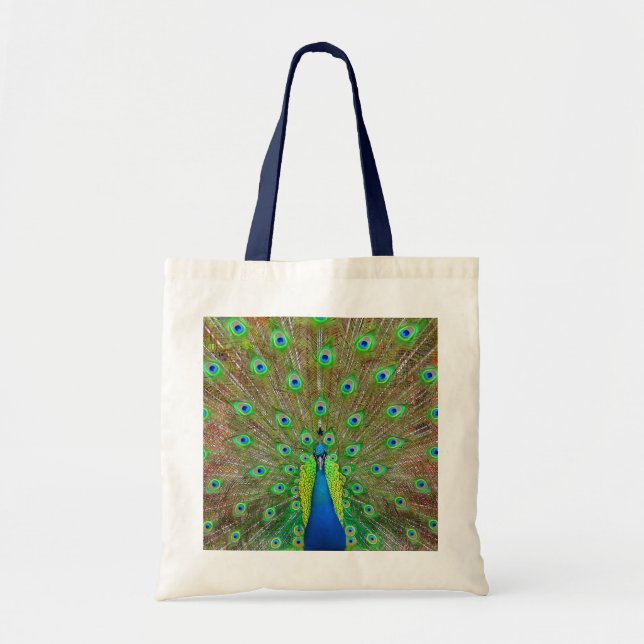 Blue Peacock #3 Tote Bag Tygkasse (Framsidan)