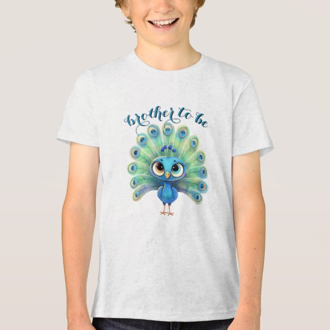 Blue Peacock Baby Shower Brother T-Shirts (Framsida)