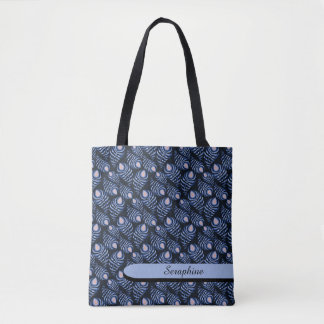 Blue Peacock Feather Tote Bag Tygkasse
