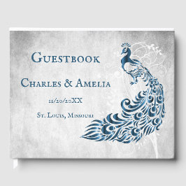 Blue Peacock Löv Vine Bröllop Guestbook Gästböcker
