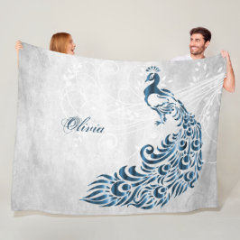 Blue Peacock Personlig Fleece Blanket