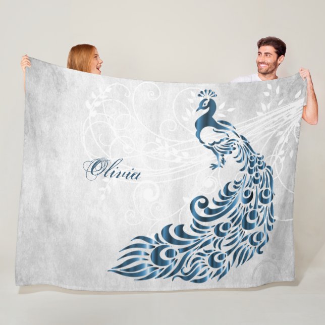 Blue Peacock Personlig Fleece Blanket (På plats)