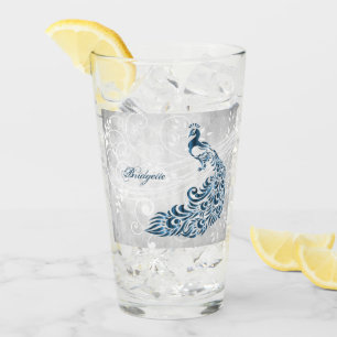Blue Peacock Personlig Glass Kopp