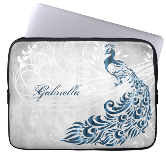 Blue Peacock Personlig Laptop sleeve (Framsidan)
