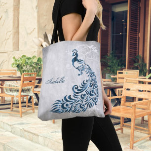 Blue Peacock Personlig Tote Tygkasse