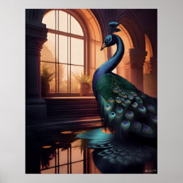 Blue Peacock Poster