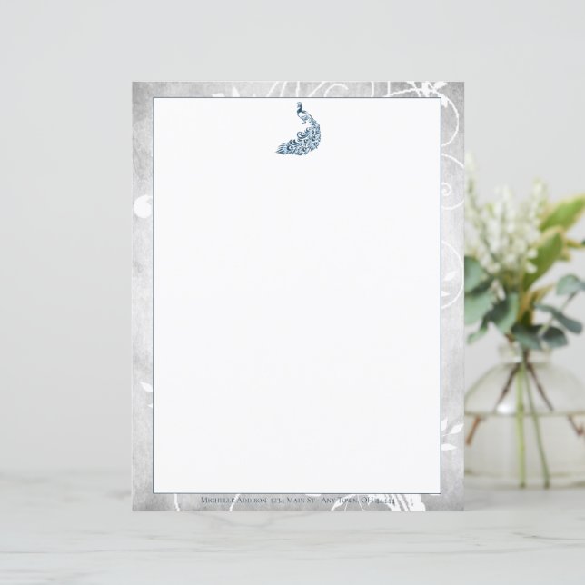 Blue Peacock Stationery (Stående Fram)