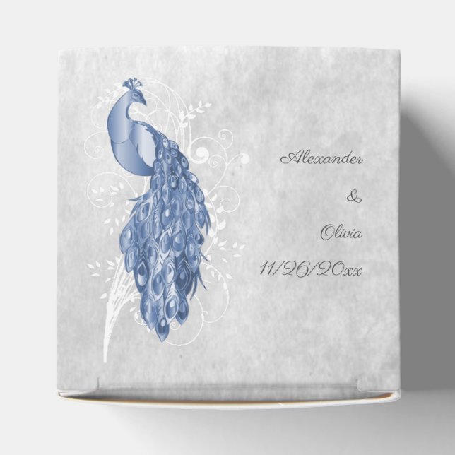 Blue Peacock Wedor Favor Box Presentaskar (Överdel)