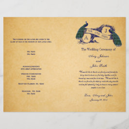 Blue Peacocks Vintage bröllop-programmet