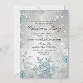 Blue Pearl Crystal Snowflake jul Party Inbjudningar