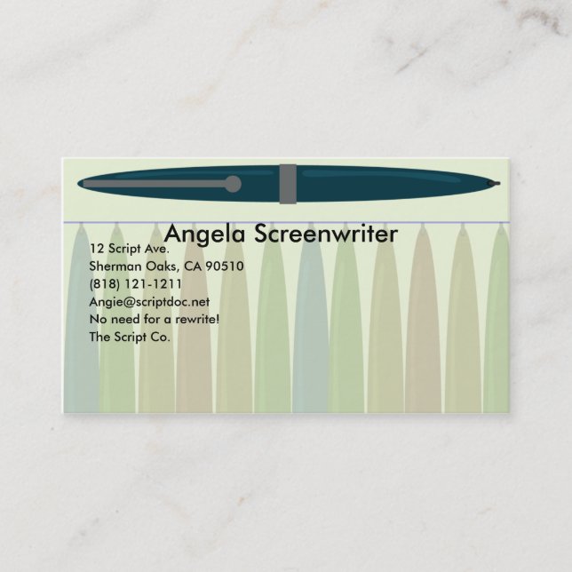 Blue Pen Stil Visitkort (Framsida)