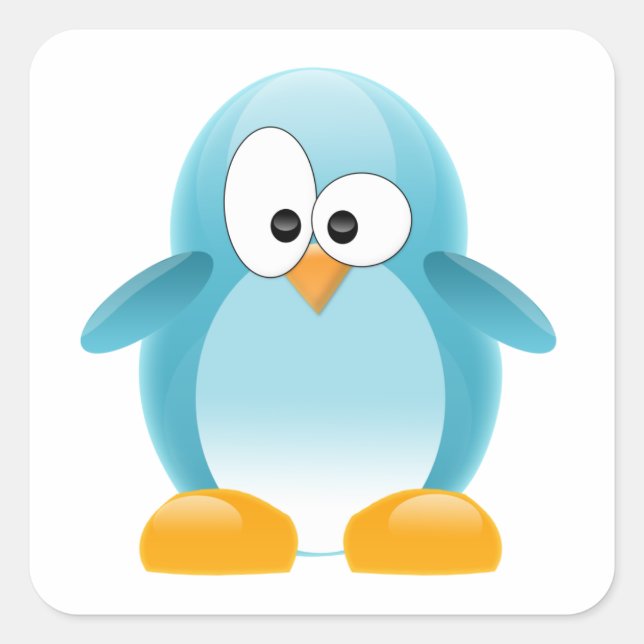 Blue Penguin Fyrkantigt Klistermärke (Framsida)