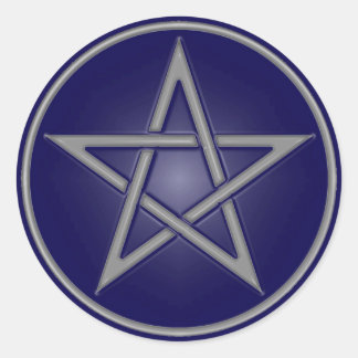 Blue Pentacle Sticker Runt Klistermärke