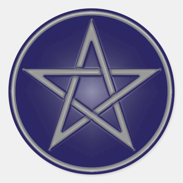 Blue Pentacle Sticker Runt Klistermärke (Framsida)