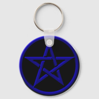 Blue Pentagram Keychain Nyckelring
