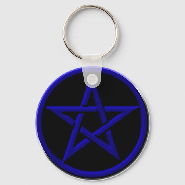 Blue Pentagram Keychain Nyckelring (Framsida)