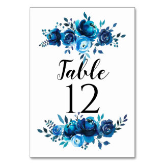 Blue Peonies Bord Cards Bröllop Bordsnummer