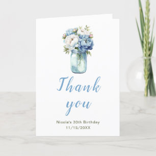Blue Peonies Mason Burk Birthday Tack Kort
