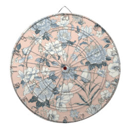 Blue Peonies Peach Botanical Vintage Floral Darttavla