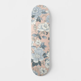 Blue Peonies Peach Botanical Vintage Floral Mini Skateboard Bräda 18,5 Cm