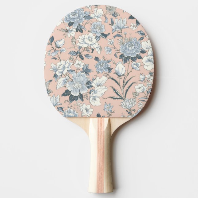 Blue Peonies Peach Botanical Vintage Floral Pingisracket (Framsidan)