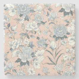 Blue Peonies Peach Botanical Vintage Floral Stenunderlägg