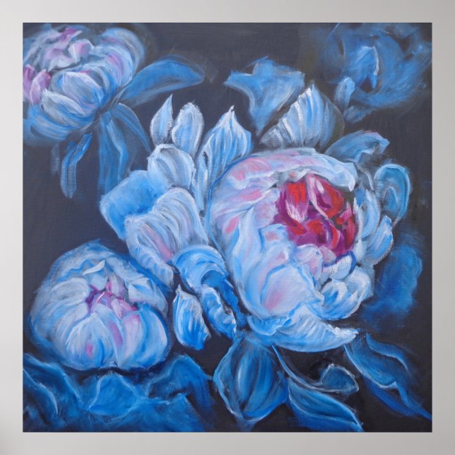 Blue Peonies Poster (Framsidan)
