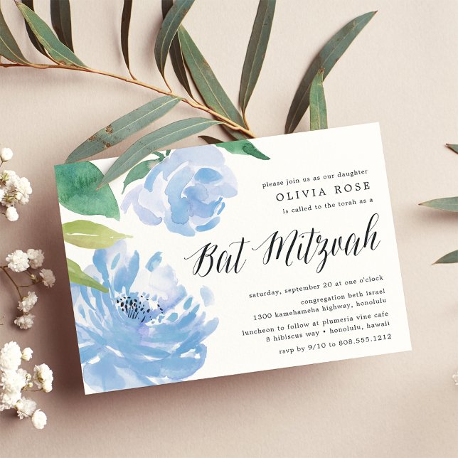 Blue Peony | Bat mitzvah inbjudan (Skapare uppladdad)
