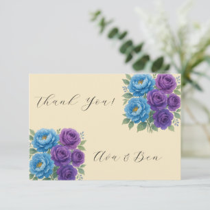 Blue Peony & Fig Purple Rose Bröllopsdusch Tack Kort
