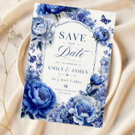 Blue Peony Floral Spara Datumet