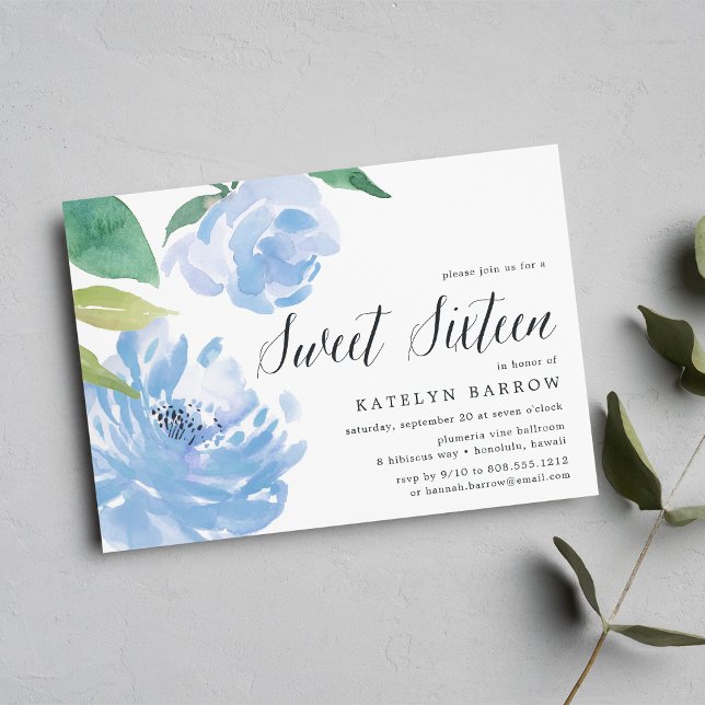 Blue Peony | Inbjudan till Sweet sixteen (Skapare uppladdad)