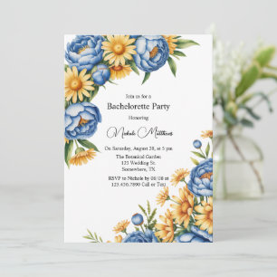 Blue Peony och Gult Daisys Bachelorette Party Inbjudningar