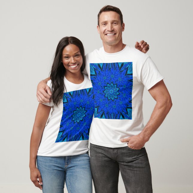 Blue Peony of Spring Bohemian Floral Graphic  T Shirt (Unisex)